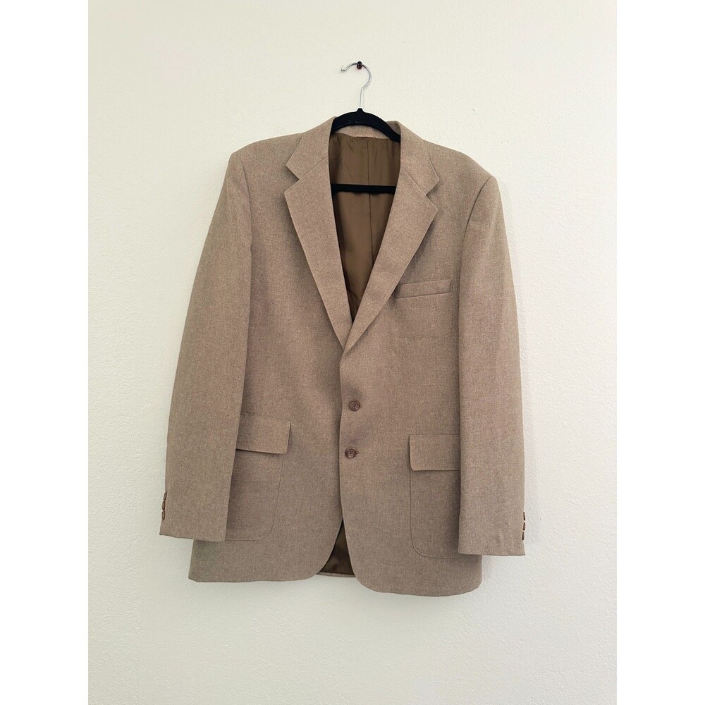 VTG Levi's Mens Blazer 42L Tan Action Suit Sta Prest Sport Coat Tan Beige Career